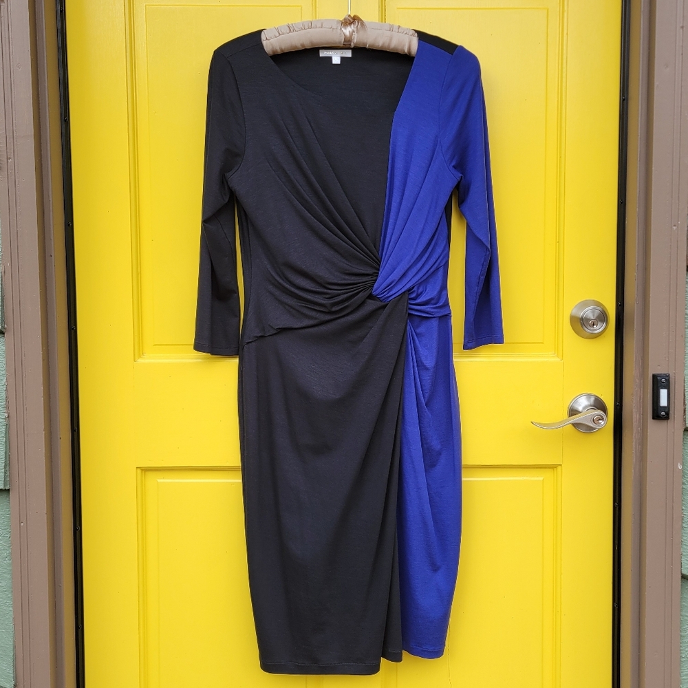 Paule Ka Colorblock Twist Front Modal Silk Stretch Dress Size 42